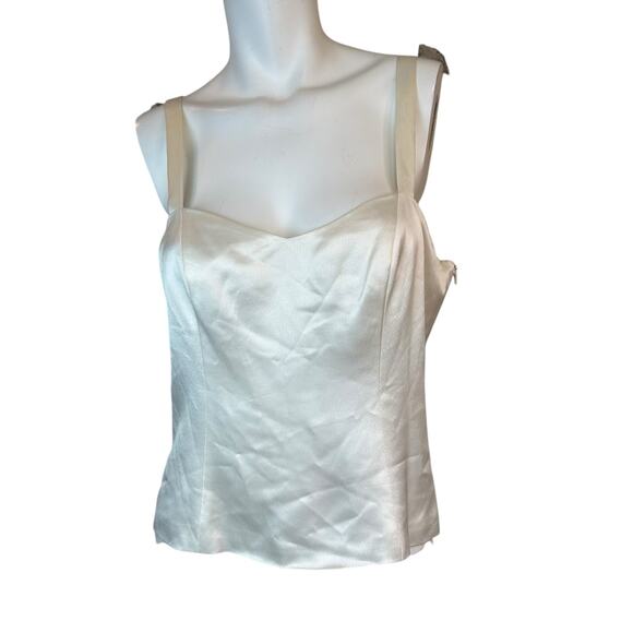 Musani Couture Women's White Designer Satin Tank Shell sz 44=L - Picture 6 of 6